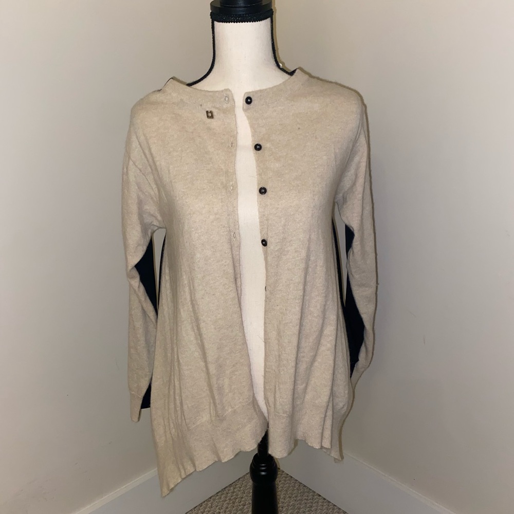 Camel and Black Back Detail Cardigan